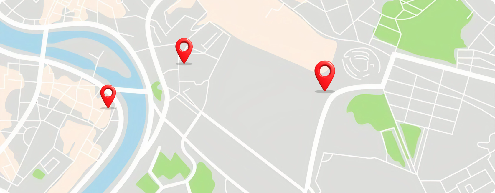 Map with agent locations pinned across a service area